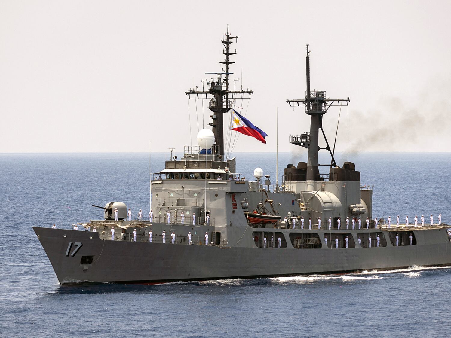 The Philippines Navy's BRP Andres Bonifacio participates in the ASEAN Fleet Review at Subic Bay, Philippines, on May 11, 2023.