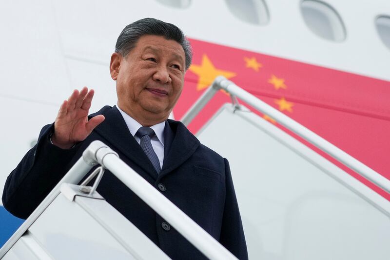 Chinese President Xi Jinping arrives at Kazan International Airport for the BRICS Summit, Oct. 22, 2024.