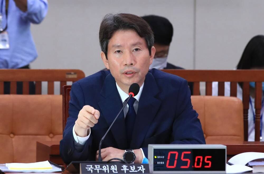 이인영 통일부 장관 후보자가 23일 오전 서울 여의도 국회 외교통일위원회 인사청문회에서 질의에 답하고 있다.
