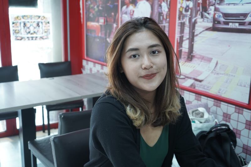 台灣香港協會理事Teresa說希望攝影展成為台港交流的地方。（文海欣 攝）