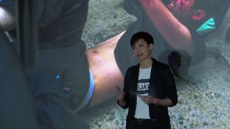 香港歌手何韵诗出席在台北的奥斯陆自由论坛，为香港反送中运动发声。（记者李宗翰摄）