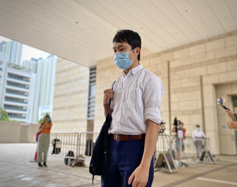 鄺俊宇在庭上一度哽咽、眼泛淚光,形容梁凌杰墮樓身亡是他人生很難受的事。(劉少風 攝)