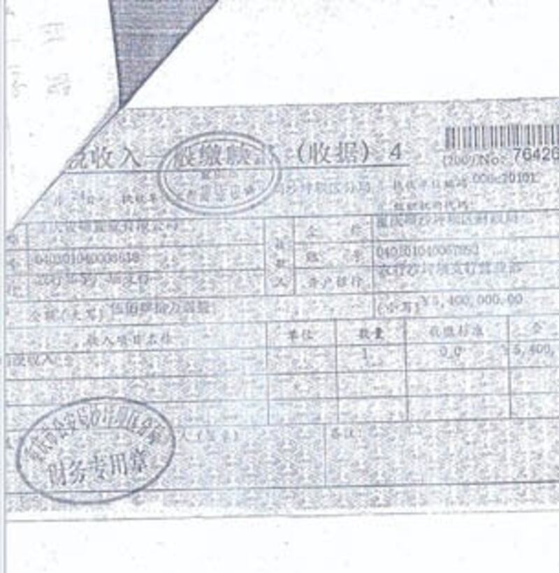 图片:税收收入收据。(姜维平提供)