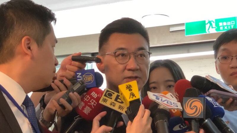 国民党主席江启臣不担心黄健庭引发跳船潮。(记者 黄春梅摄)