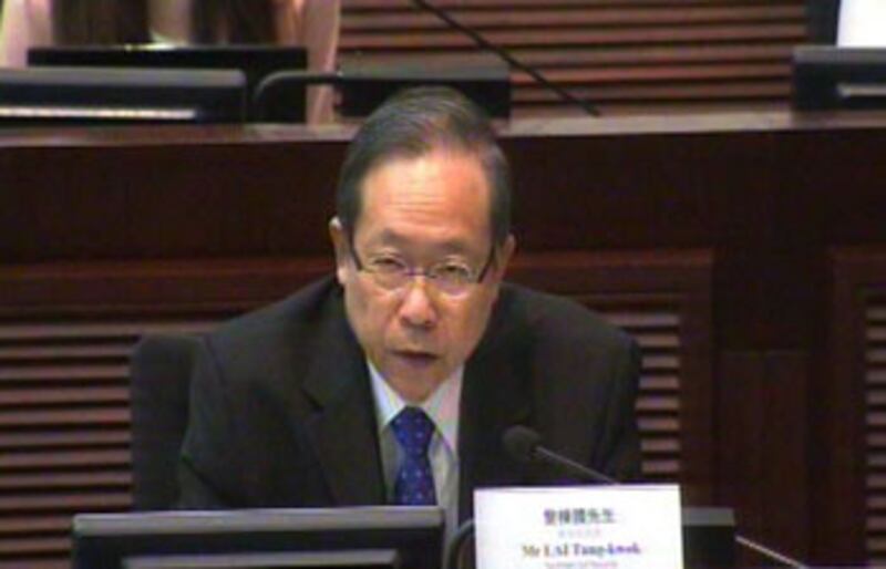 2014年10月27日，保安局局長黎棟國譴責佔領人士的違法行為變本加厲。（立法會網頁截圖）