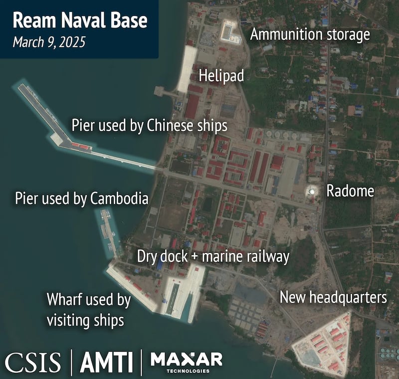 China has exclusive access to use the biggest pier of Ream Base.