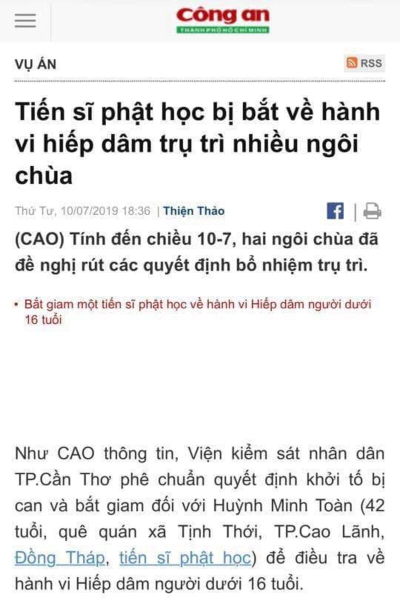 Bài viết về sư trụ trì trên báo Việt Nam