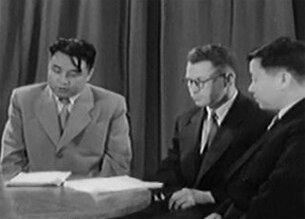 1956년 6월 소련 방문 당시 TV대담 중인 김일성.