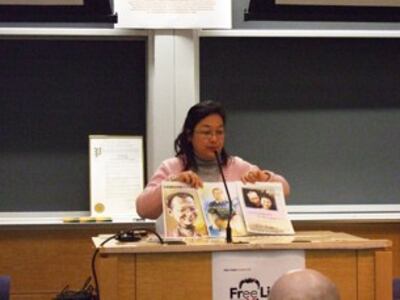 图片：香港支联会纽约代表杨锦霞。（紫荆摄）