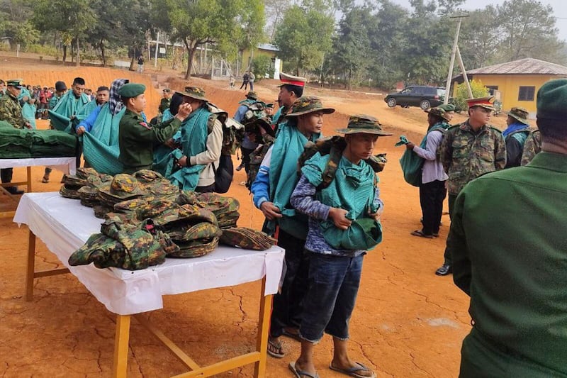 Military uniforms and equipment being issued to new military recruits on January 23, 2025.