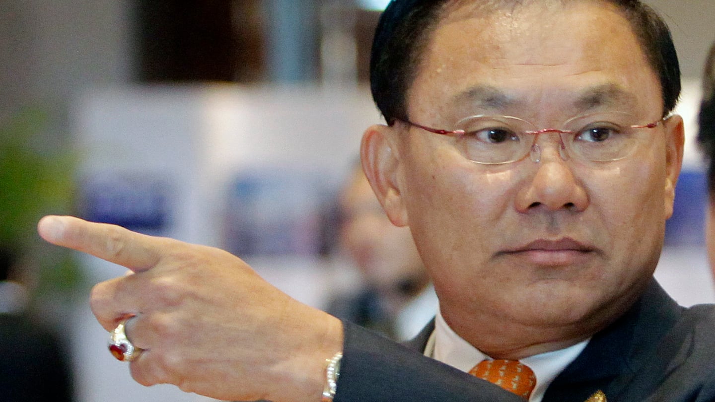 Cambodian business tycoon Ly Yong Phat attends the Cambodia-China Business and Investment Forum in Phnom Penh, Cambodia, Dec. 1, 2016.