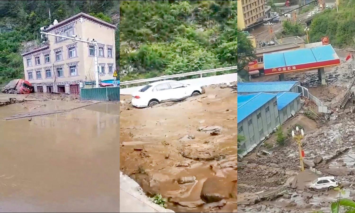Sudden flooding, landslides damage homes and roads in remote Tibetan county