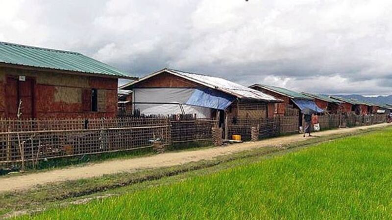 New homes built for Rohingya IDPs are seen in Nidin village in Kyauktaw township, western Myanmar's Rakhine state, July 15, 2018.