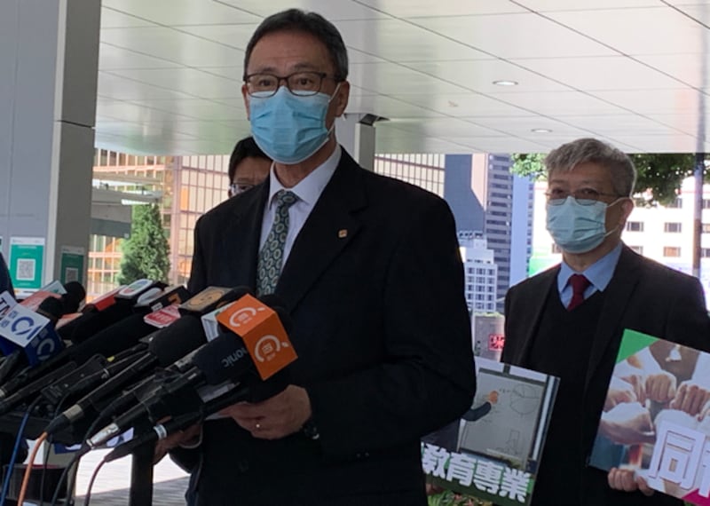 林日豐未有正面回應會否幫助被投訴的老師,認為目前投訴機制可讓老師獲得公平的處理。(鄭日堯 攝)