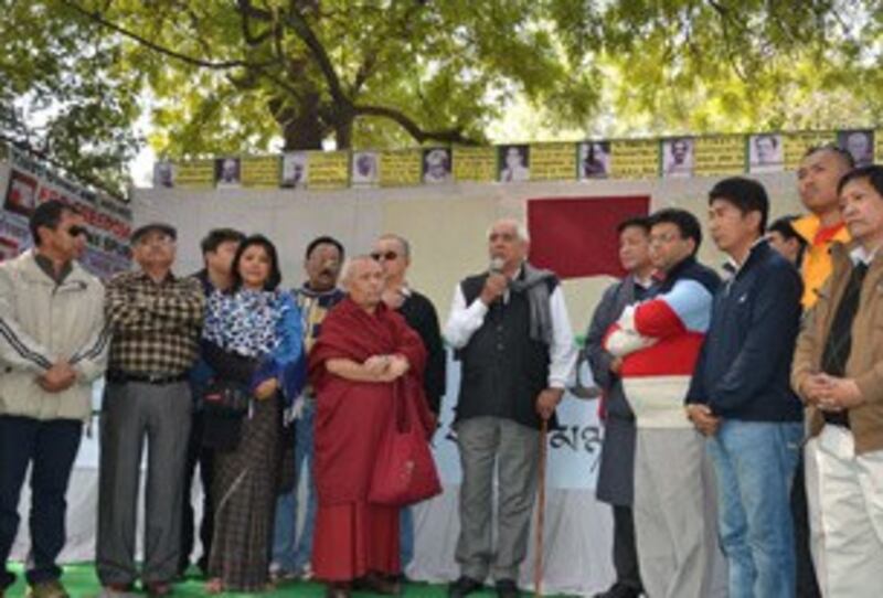 图片: 印度前财政部长、外交部长和国防部长贾斯旺特·辛格特到场声援。 (记者丹珍拍摄)