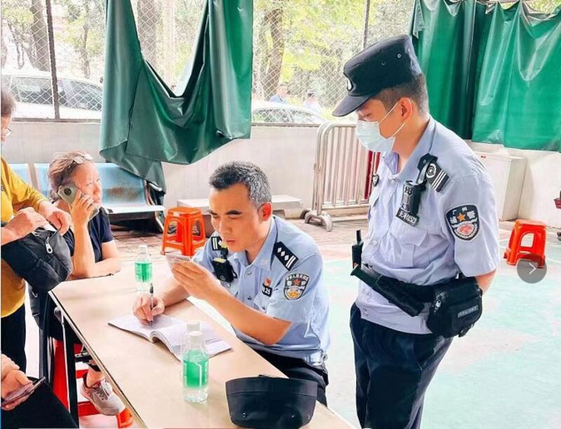 2023年5月18日,天河区法院针对王爱忠案宣判加强保安。(被访者独家提供)