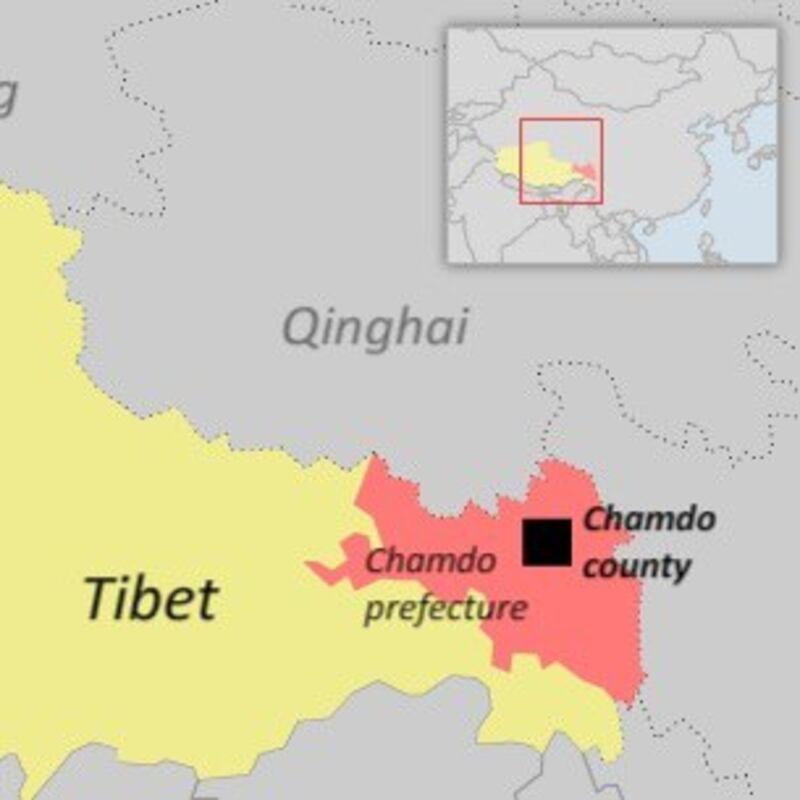 A map showing Chamdo prefecture in the Tibet Autonomous Region.