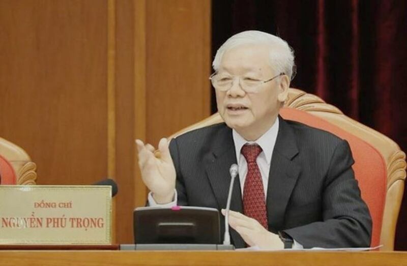 Tổng Bí thư Nguyễn Phú Trọng tại Hội nghj Trung ương 10 ở Hà Nội hôm 16/5/2019