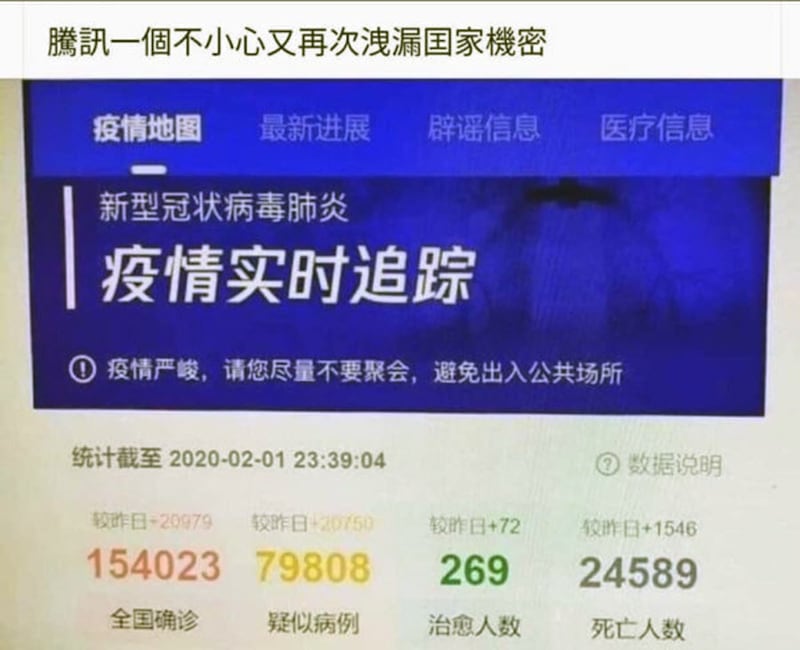 中国大陆刷屏消息：美國流感大爆發-vs-武漢肺炎?【傳染力高出20倍】。（郑义提供）