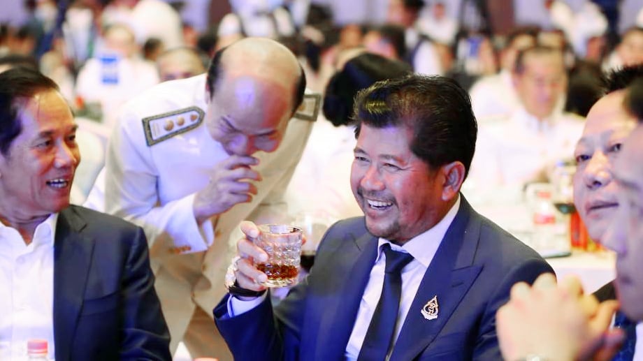 Hun To, center, attends agovernment event held April 26, 2024, to mark the launch of a Cambodian infrastructure project.