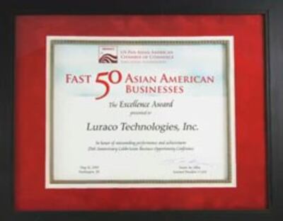 Liên tiếp hai năm 2011 và 2012, Luraco Technologies được vào Top 50 tức 50 công ty hàng đầu của người Mỹ gốc Á có tiềm năng và sự phát triển mạnh. (WWW.luraco.com)