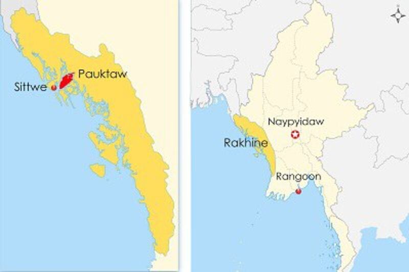 Map of Pauktaw township in Burma's Rakhine state. Credit: RFA. 