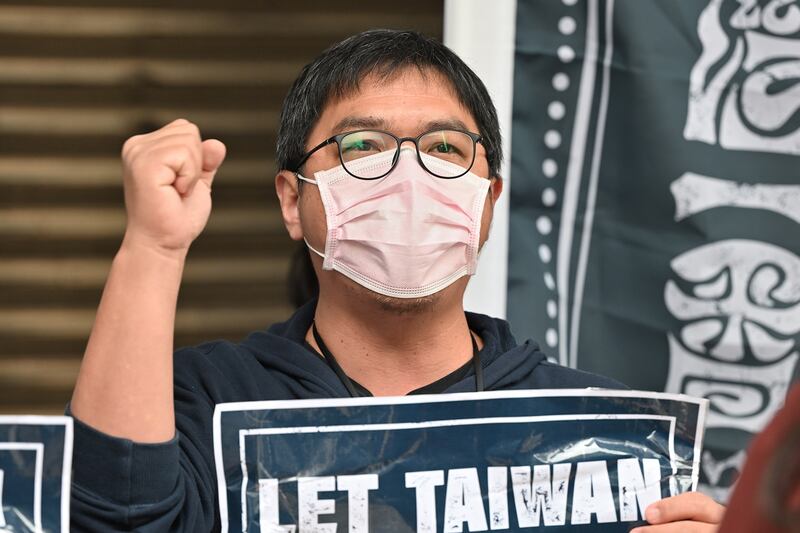 2022年月1月24日,台灣人權促進會秘書長施逸翔:台灣人民有權決定用甚麼名稱參加奧運。(鍾廣政 攝)