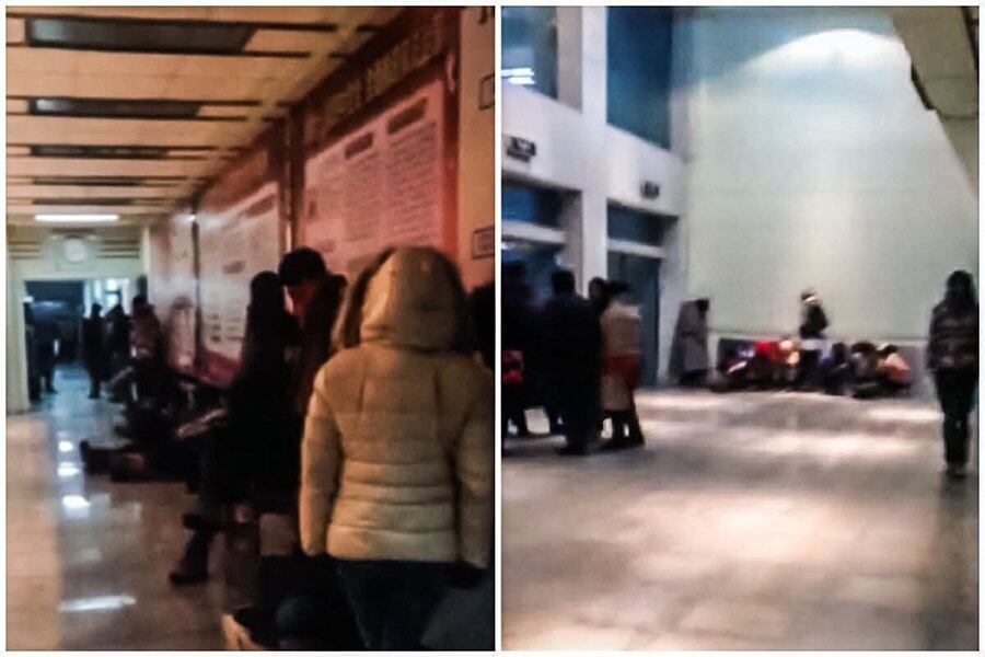 图片:在甘肃甘南州禄曲县政府进行请愿的学生和家长。(视频截图)