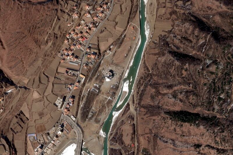 2022年1月1日的雕像位置鸟瞰图。（Credit: Planet Labs with analysis by RFA）