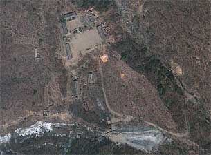 미국의 위성사진 업체인 '지오아이(Geoeye Satellite Imagery)'가 자유아시아방송(RFA)에 제공한 북한 함경북도 길주군 풍계리의 핵실험장 모습.