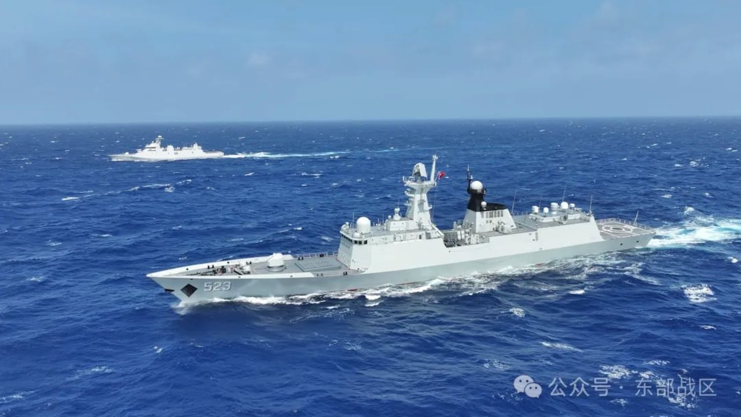Chinese and Indonesian ships in a joint exercise east of Taiwan, Aug. 12, 2026.