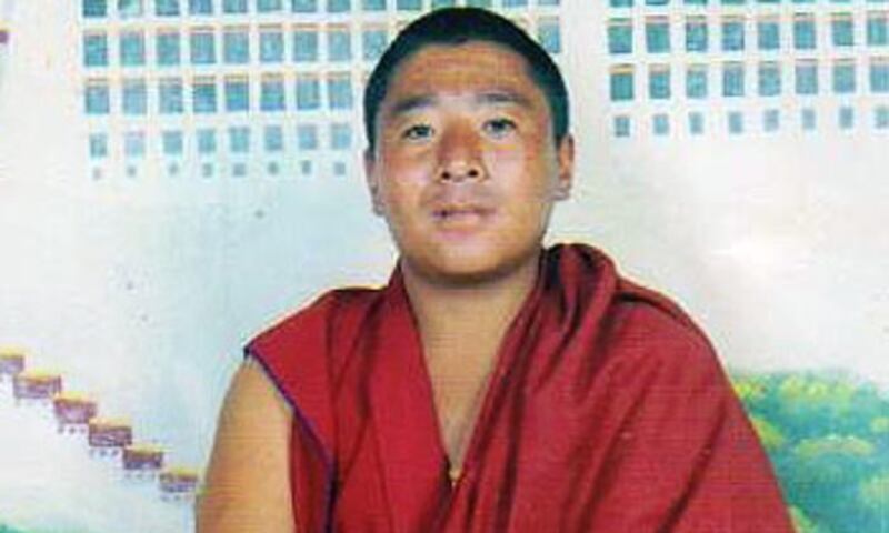 青海稱多縣賽康寺28歲僧人丹真西熱，10月1日晚上被警方帶走後下落不明。（由西藏人權與民主促進中心提供）