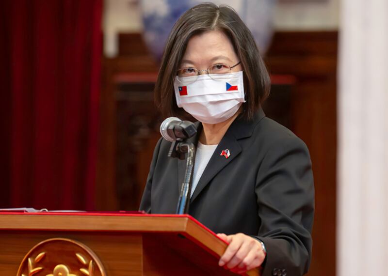 2020年9月3日,台灣總統蔡英文:台灣和捷克都不會屈服於壓迫,會更積極參與國際事務。(台灣總統府提供)