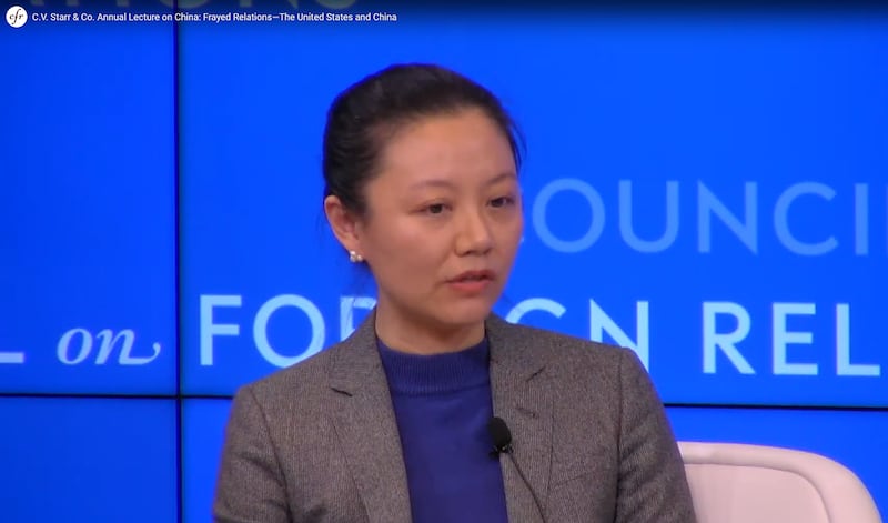 美国战略与国际研究中心(CSIS)中国实力项目主任林洋(Bonny Lin)在研讨会上指出,尽管尚未到冲突引爆点,但是美中关系目前处于前所未有的紧张状态。(视频截图/CFR)