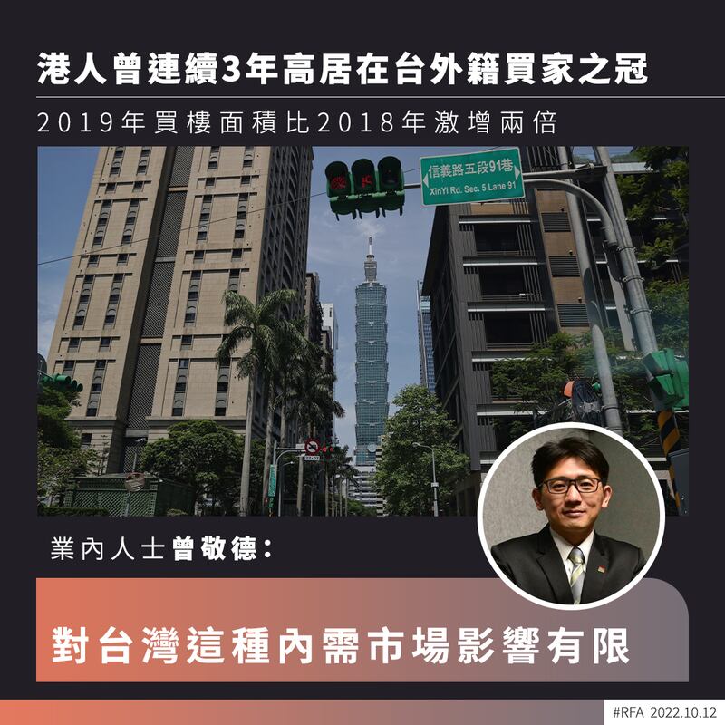 台灣地產業內人士指出港人置業對台灣市場影響有限。(粵語組製圖)