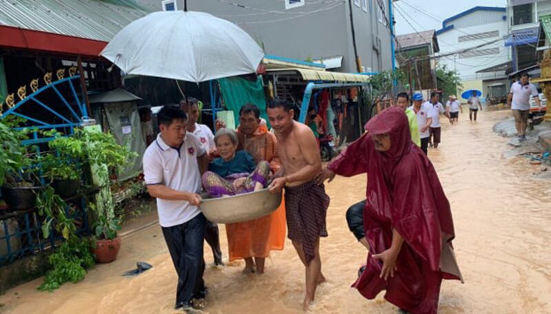 ស្ថានភាពទឹកជំនន់ខេត្តព្រះសីហនុ កាលពីថ្ងៃទី៩ ខែសីហា ឆ្នាំ២០១៩។