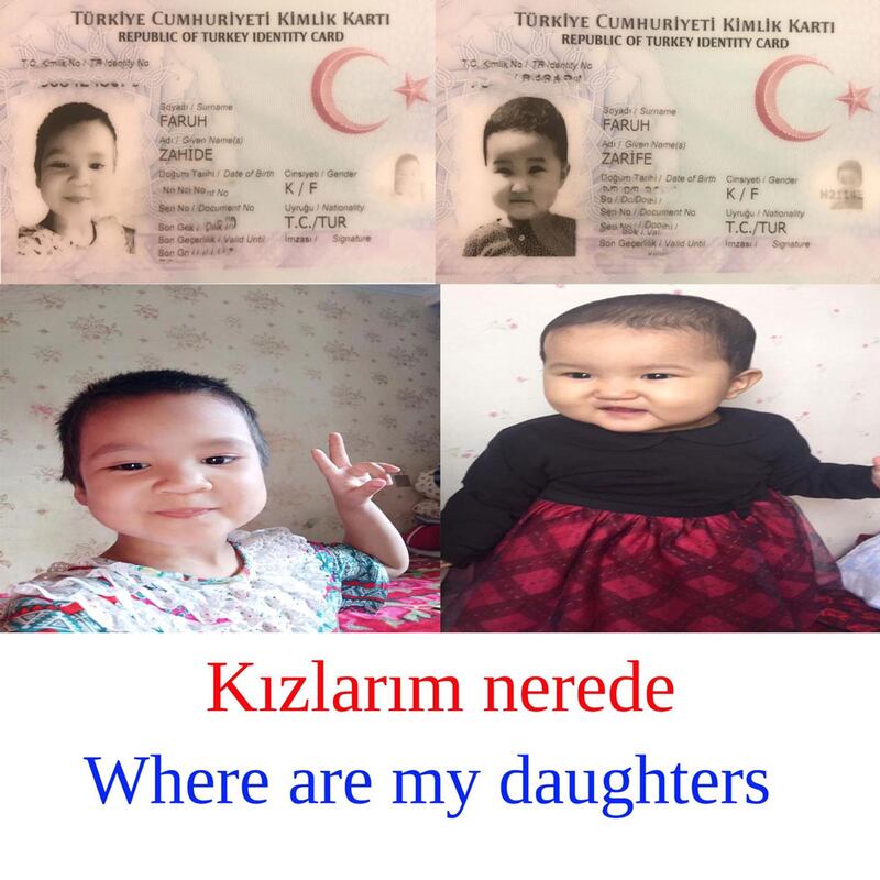 ئۆمەر فارۇق ئەپەندىنىڭ تۈركىيەلىك ئىككى قىزى 6 ياشتىكى قىزى زاھىدە بىلەن 5 ياشتىكى قىزى زەرىفە.