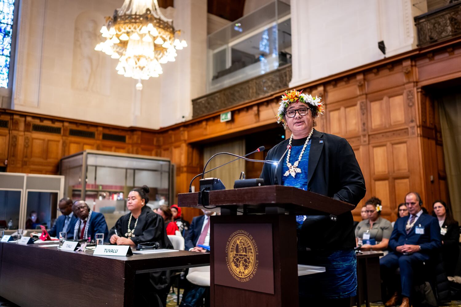 Low-lying atoll nations show inundation simulations to international court