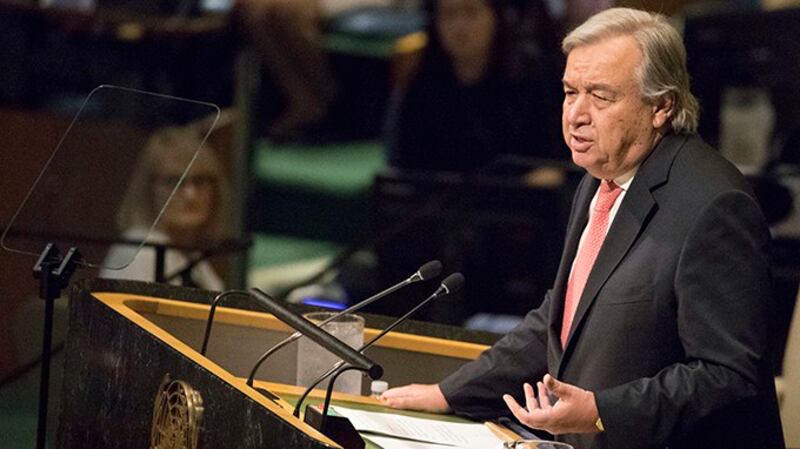 联合国秘书长古特雷斯(Antonio Guterres)警示,美中若陷入“新冷战”,将对世界带来危险与分裂。(美联社图片)