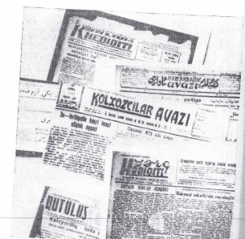 1920-يىللاردىن 1950-يىللارغىچە بولغان ئارىلىقتا سوۋېت ئۇيغۇرلىرى ئۈچۈن نەشىر قىلىنغان ئەرەب، لاتىن ۋە كىرېل يېزىقلىرىدىكى ئۇيغۇرچە گېزىت-زھۇرناللار (مەنبە: مۇنىر ئېرزىن، «ئۇيغۇر سوۋېت مەتبۇئاتىنىڭ تارىخى»)