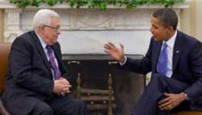 Tổng thống Barack Obama đang thảo luận với Tổng thống Palestine Mahmoud Abbas tại Nhà Trắng 