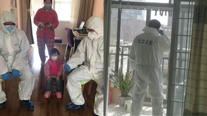 2020年3月10日，國家主席習近平到武漢考察。當地官方派出大批特警直接進入居民家中，防止居民中再出「吹哨人」。（中國數字世代圖片）