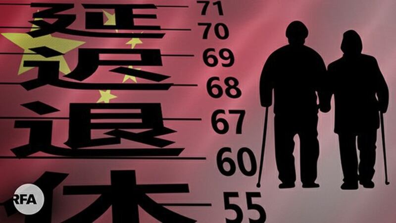 中国政府拟推迟退休年龄（自由亚洲电台制图）