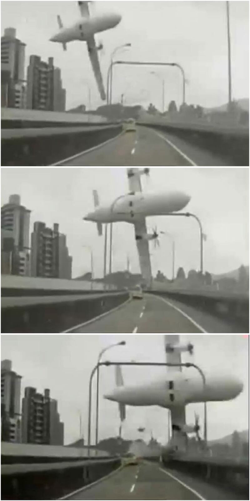 台灣民眾拍攝到的空難瞬間圖片。（網絡圖片）