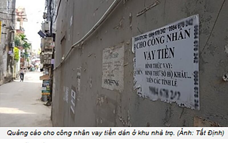 Giấy quảng cáo cho công nhân vay tín dụng đen.