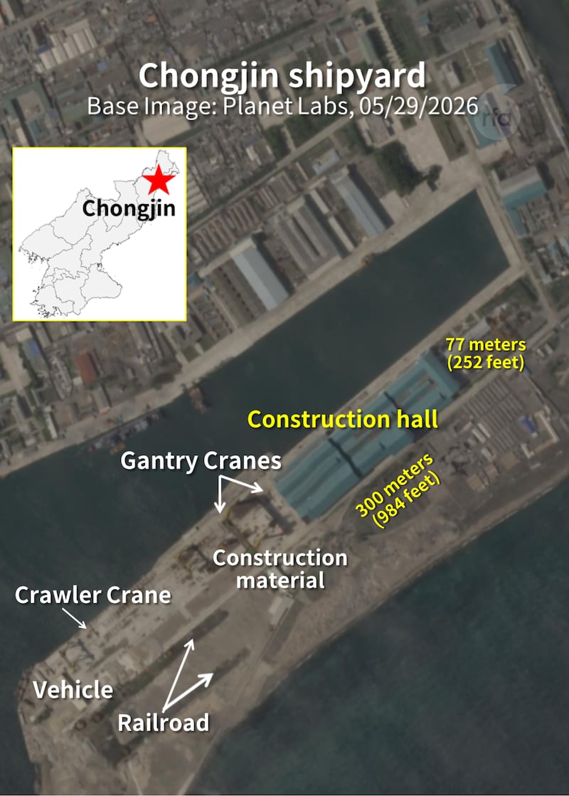Recent satellite imagery of Chongjin shipyard shows construction of what is believed to be North Korea's fourth destroyer and the expansion of shipyard infrastructure meant to support larger vessels.