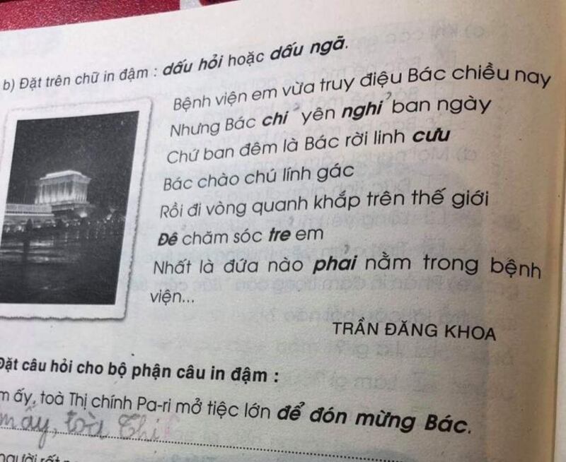 Trích trang sách học có thơ của nhà thơ Trần Đăng Khoa