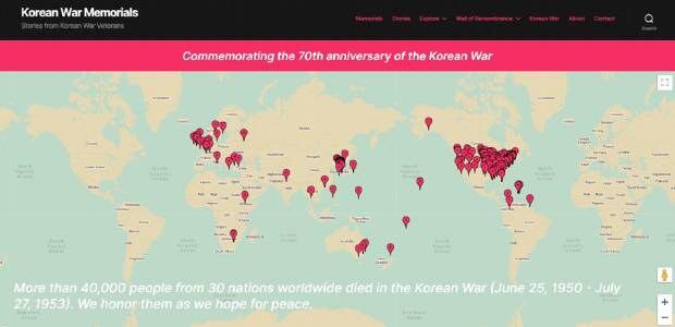 리맴버727 김한나 대표가 한국전쟁 70주년을 맞아 개설한 ‘한국전쟁 온라인 기념관’(Korean War Memorials) 홈페이지 첫 화면.