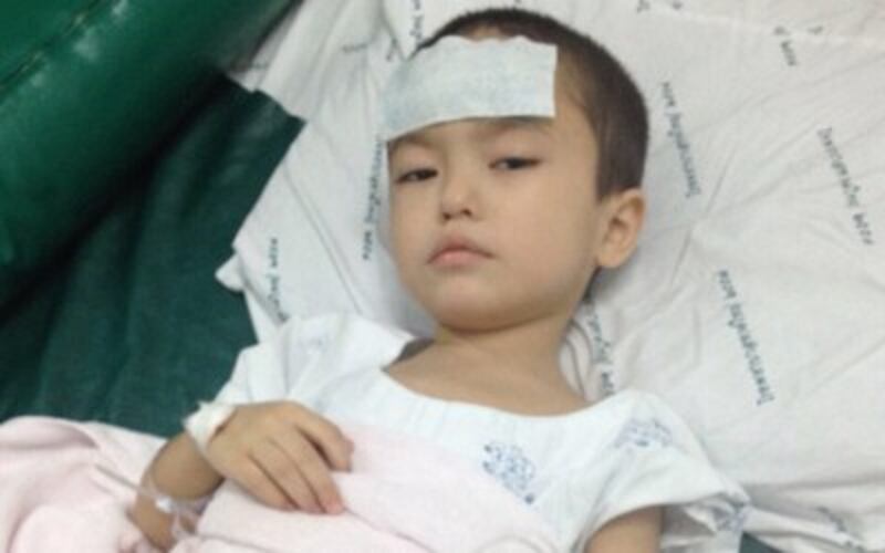 Three-year-old Abdullah is treated for tuberculosis at a hospital in southern Thailand in an undated photo.