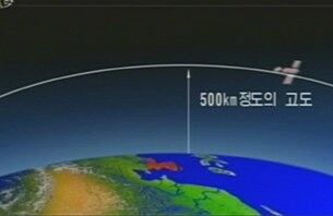 북한 조선중앙TV가 내보낸 `광명성 3호 2호기'의 비행고도 그래픽 자료.